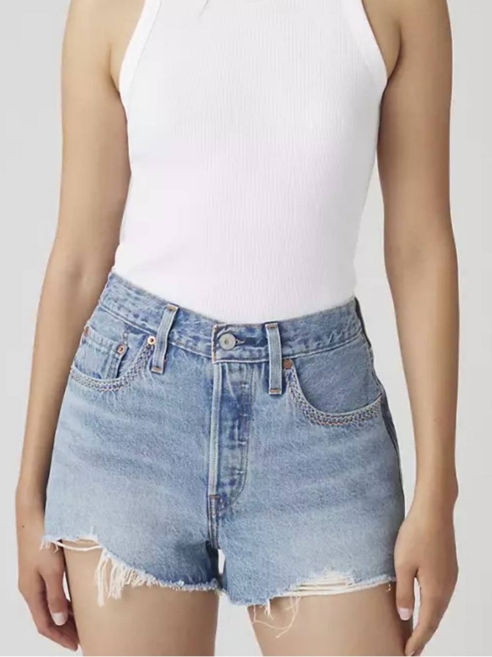 Levi’s 501 Women Original Fit High Rise Shorts Sz 28 Blue Medium Wash Button Fly